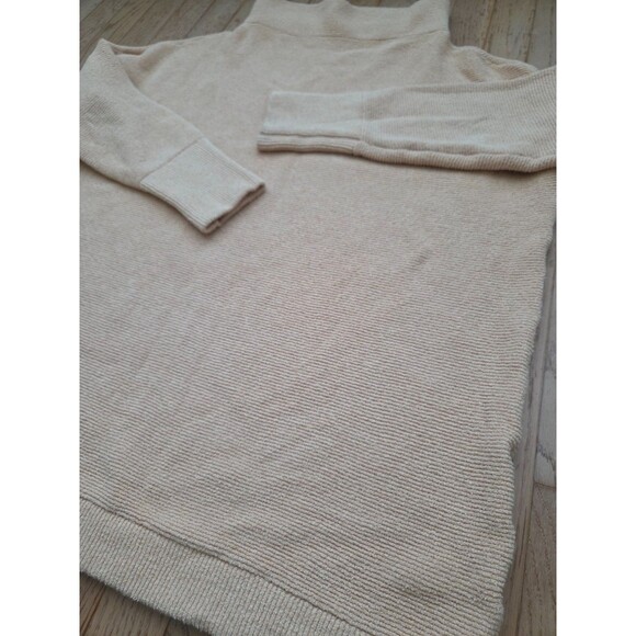 Free People Ottoman Slouchy Mock Neck Long Sleeve Tunic Sweater Apricot Yellow M - Picture 2 of 6